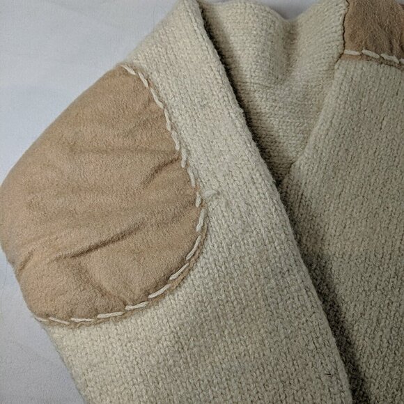 Paul & Shark Yachting 100% Wool Cream Beige Knit Sweater Patches XL Turtleneck - Picture 5 of 16